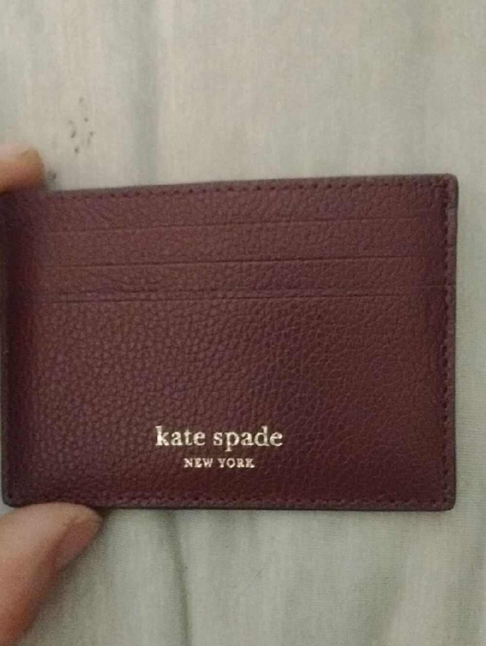kate spade Pebbled Card Holder in Burgundy - Picture 5 of 8